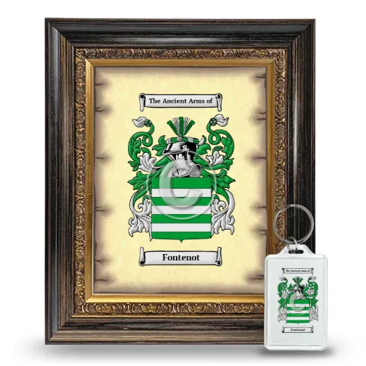 Fontenot Framed Coat of Arms and Keychain - Heirloom