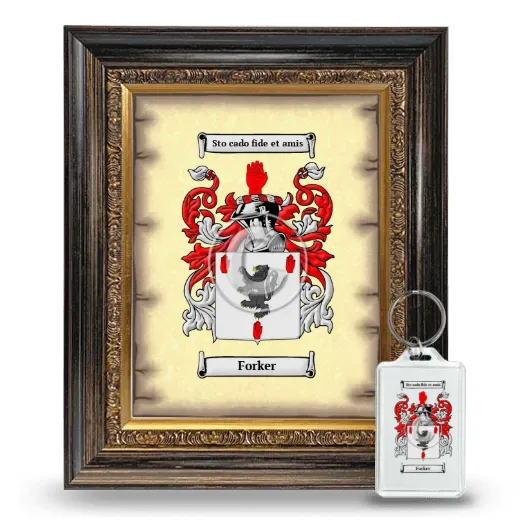 Forker Framed Coat of Arms and Keychain - Heirloom