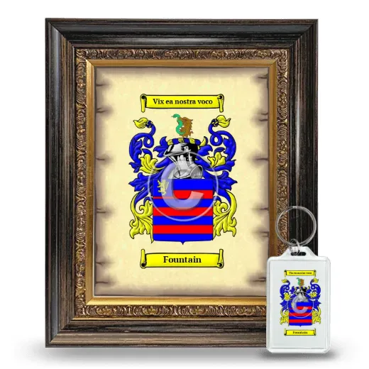 Fountain Framed Coat of Arms and Keychain - Heirloom