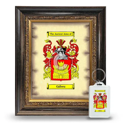 Gálvez Framed Coat of Arms and Keychain - Heirloom