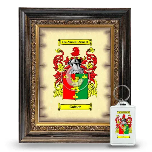Gainer Framed Coat of Arms and Keychain - Heirloom