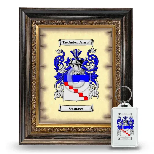 Gamage Framed Coat of Arms and Keychain - Heirloom