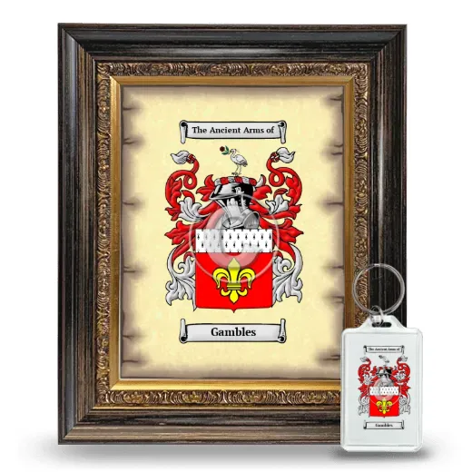 Gambles Framed Coat of Arms and Keychain - Heirloom