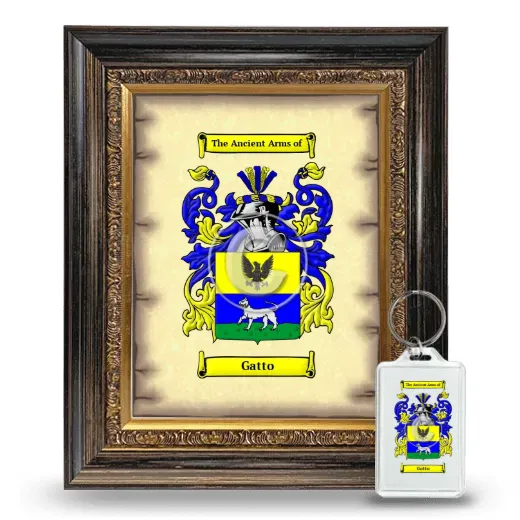 Gatto Framed Coat of Arms and Keychain - Heirloom