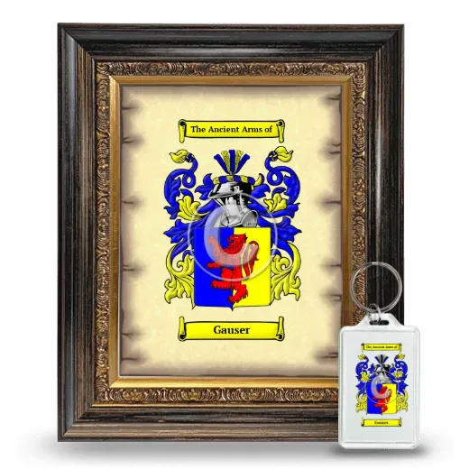 Gauser Framed Coat of Arms and Keychain - Heirloom