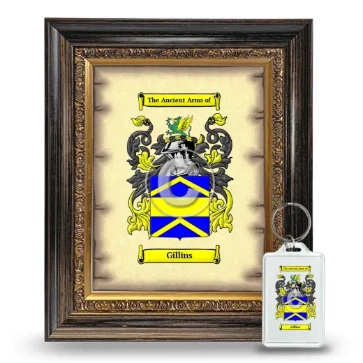 Gillins Framed Coat of Arms and Keychain - Heirloom
