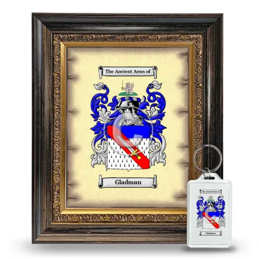 Gladman Framed Coat of Arms and Keychain - Heirloom