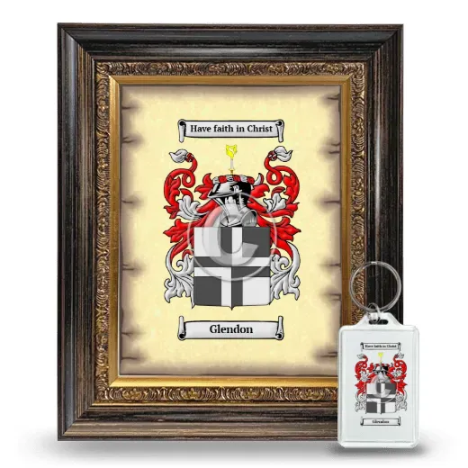 Glendon Framed Coat of Arms and Keychain - Heirloom