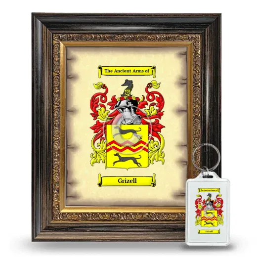 Grizell Framed Coat of Arms and Keychain - Heirloom