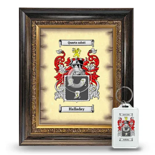 Halladay Framed Coat of Arms and Keychain - Heirloom