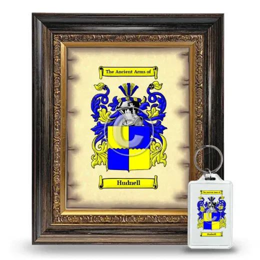 Hudnell Framed Coat of Arms and Keychain - Heirloom