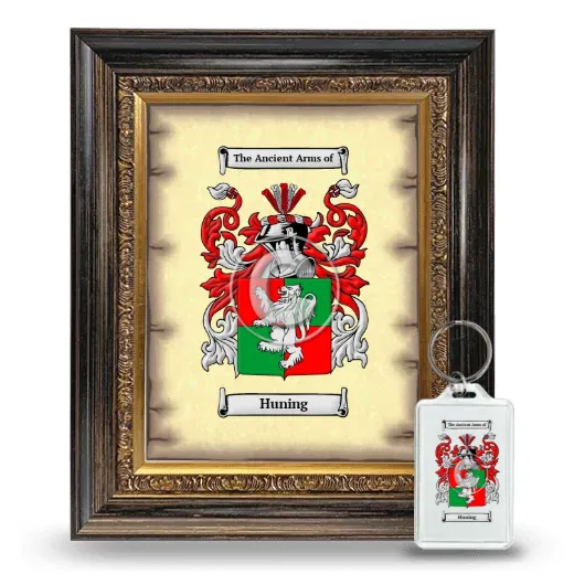 Huning Framed Coat of Arms and Keychain - Heirloom