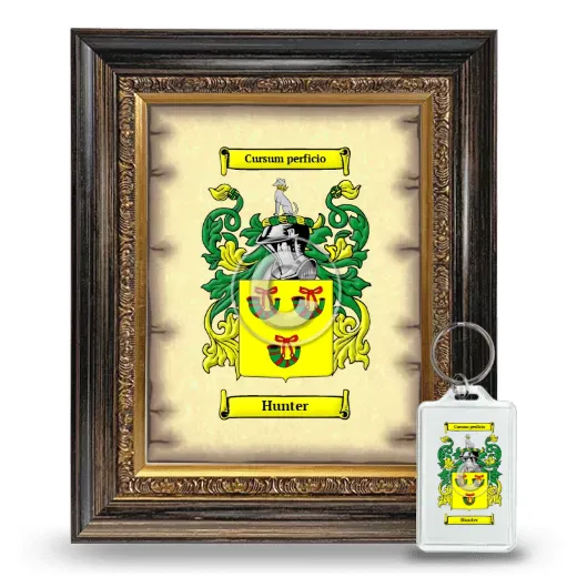 Hunter Framed Coat of Arms and Keychain - Heirloom
