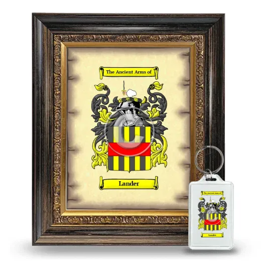 Lander Framed Coat of Arms and Keychain - Heirloom