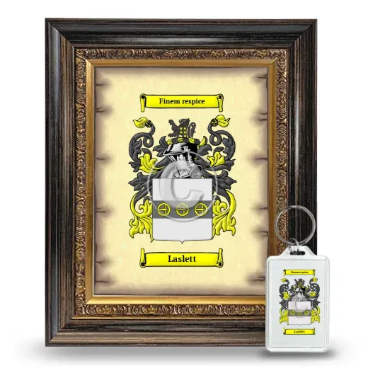 Laslett Framed Coat of Arms and Keychain - Heirloom