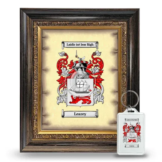 Learey Framed Coat of Arms and Keychain - Heirloom