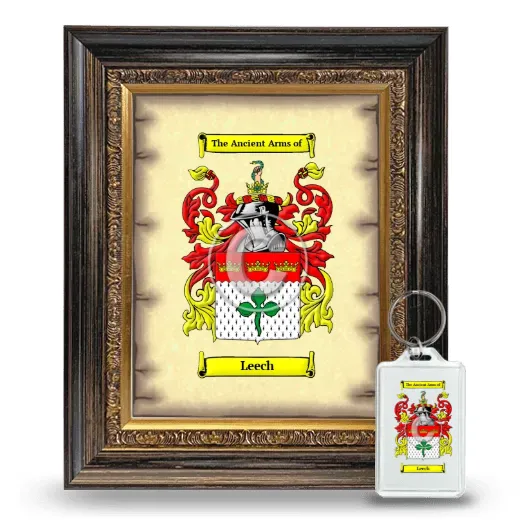 Leech Framed Coat of Arms and Keychain - Heirloom