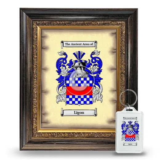 Ligon Framed Coat of Arms and Keychain - Heirloom