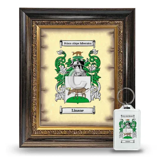 Linane Framed Coat of Arms and Keychain - Heirloom