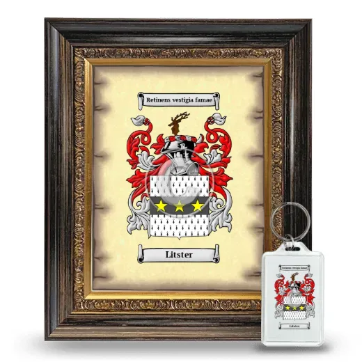 Litster Framed Coat of Arms and Keychain - Heirloom