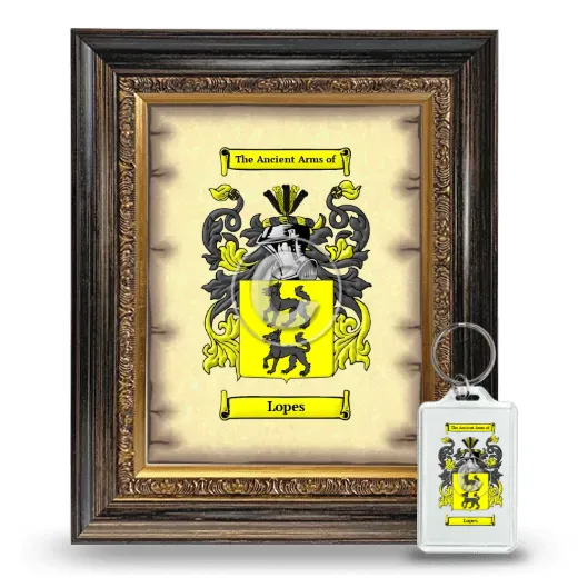 Lopes Framed Coat of Arms and Keychain - Heirloom
