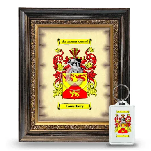 Lounsbury Framed Coat of Arms and Keychain - Heirloom