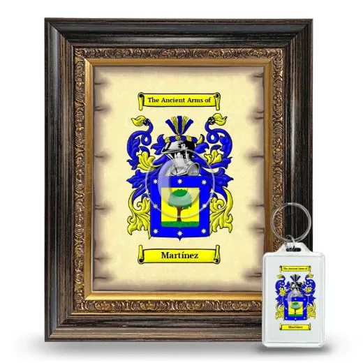 Martínez Framed Coat of Arms and Keychain - Heirloom