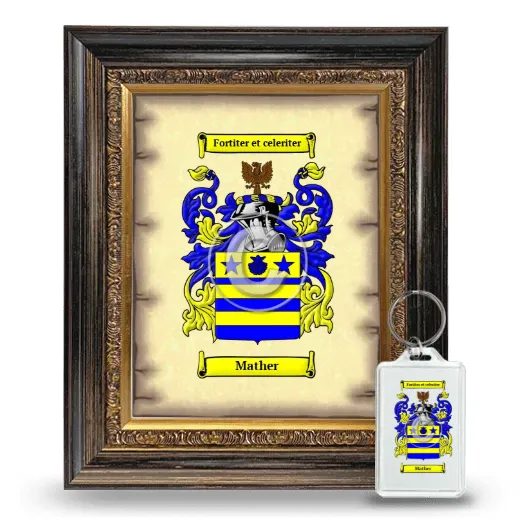 Mather Framed Coat of Arms and Keychain - Heirloom