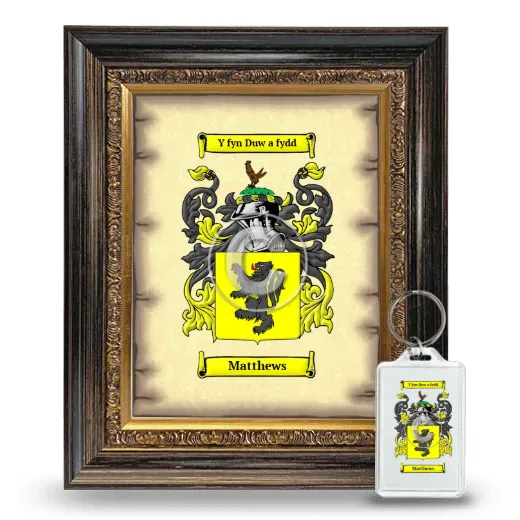 Matthews Framed Coat of Arms and Keychain - Heirloom