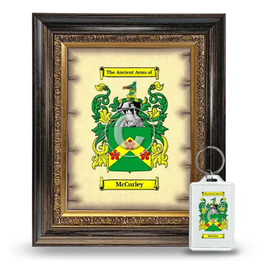 McCurley Framed Coat of Arms and Keychain - Heirloom