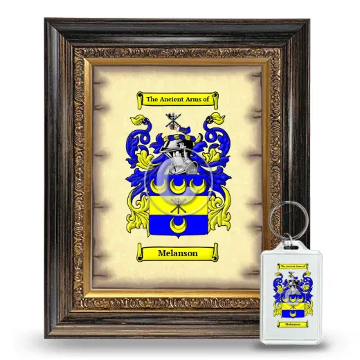Melanson Framed Coat of Arms and Keychain - Heirloom
