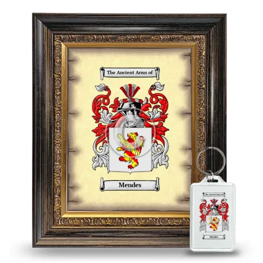 Mendes Framed Coat of Arms and Keychain - Heirloom