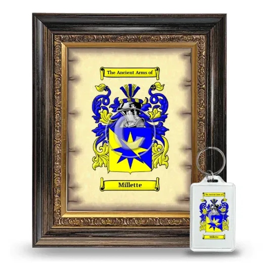 Millette Framed Coat of Arms and Keychain - Heirloom