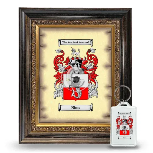 Nims Framed Coat of Arms and Keychain - Heirloom