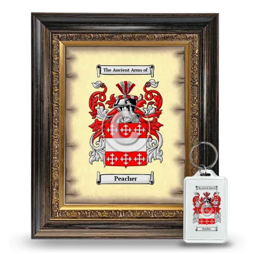 Peacher Framed Coat of Arms and Keychain - Heirloom