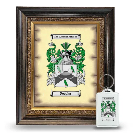 Peeples Framed Coat of Arms and Keychain - Heirloom