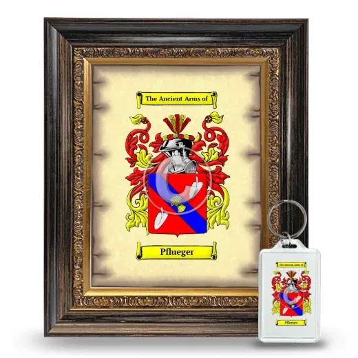 Pflueger Framed Coat of Arms and Keychain - Heirloom