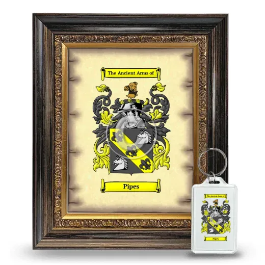 Pipes Framed Coat of Arms and Keychain - Heirloom