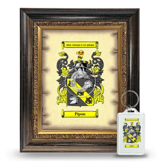 Pipon Framed Coat of Arms and Keychain - Heirloom