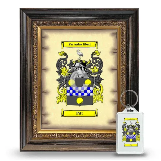 Pitt Framed Coat of Arms and Keychain - Heirloom