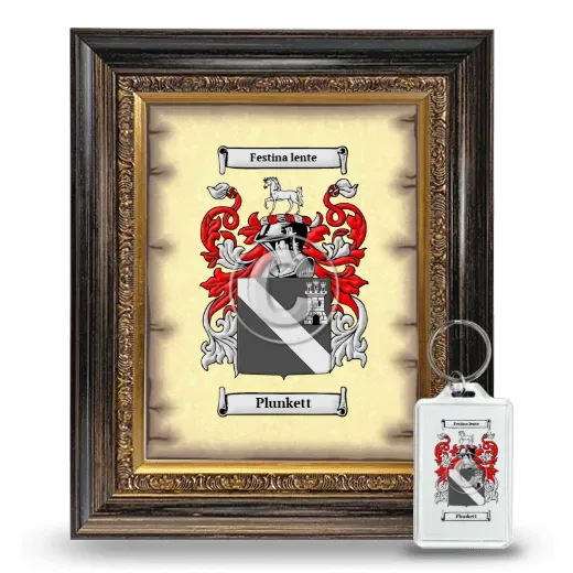 Plunkett Framed Coat of Arms and Keychain - Heirloom