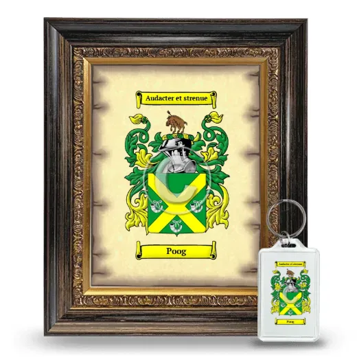 Poog Framed Coat of Arms and Keychain - Heirloom
