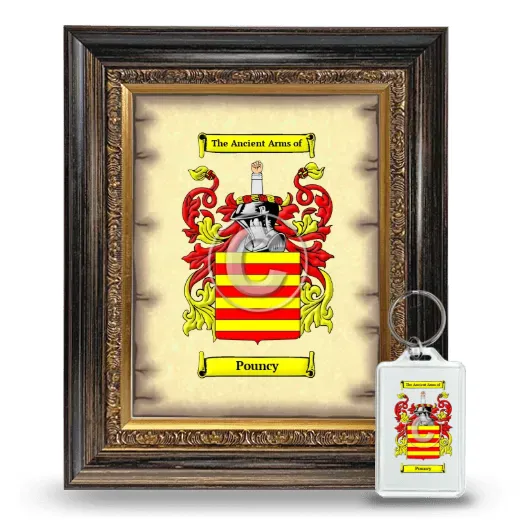 Pouncy Framed Coat of Arms and Keychain - Heirloom