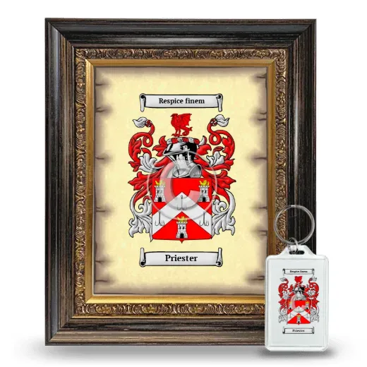 Priester Framed Coat of Arms and Keychain - Heirloom