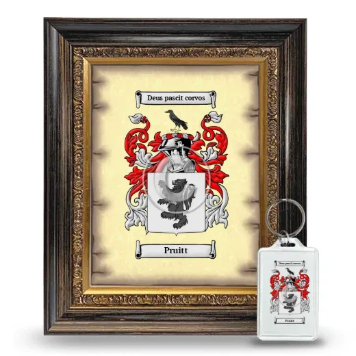 Pruitt Framed Coat of Arms and Keychain - Heirloom