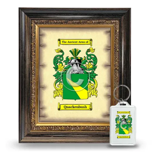 Quackenbush Framed Coat of Arms and Keychain - Heirloom