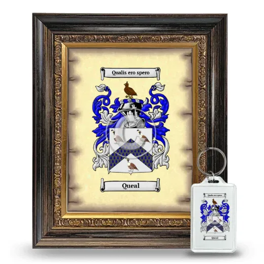 Queal Framed Coat of Arms and Keychain - Heirloom