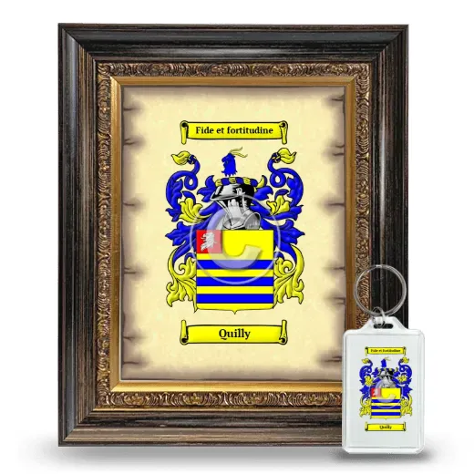 Quilly Framed Coat of Arms and Keychain - Heirloom