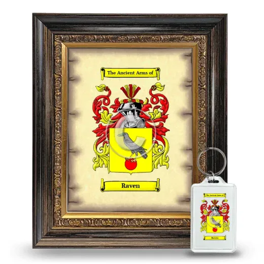 Raven Framed Coat of Arms and Keychain - Heirloom
