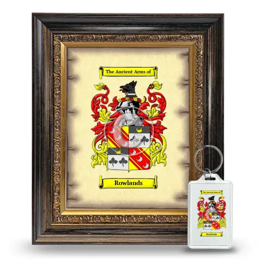 Rowlands Framed Coat of Arms and Keychain - Heirloom